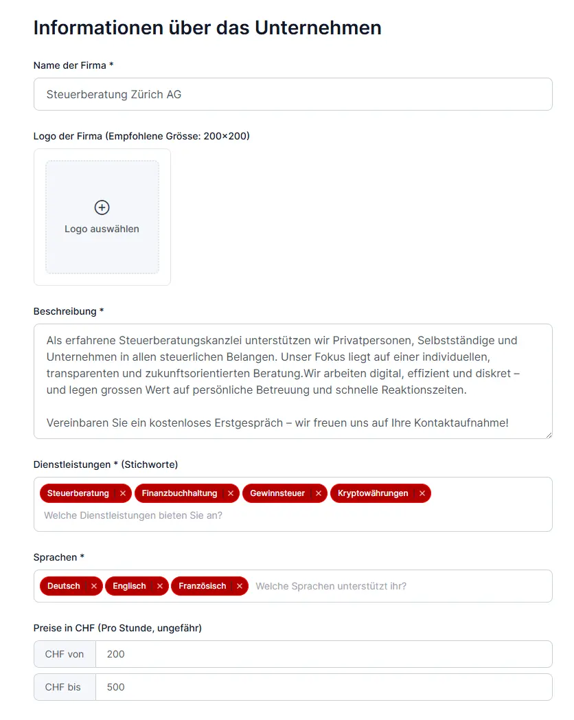 Steuerberater Vergleich Schweiz